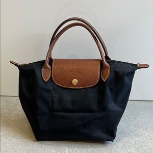 Longchamp Black and Brown Tote Bag